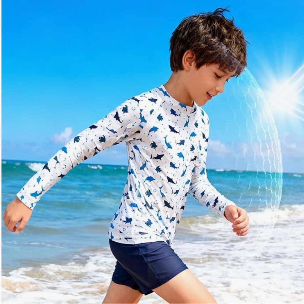 UPF 50+ Little Boys Long Sleeve Rash Guard